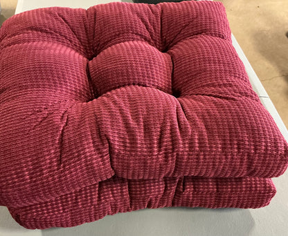 Sweet Home Collection™ Fluffy Memory Foam Tufted Chair Cushion Non Slip Rubber Back - Set of 2 -Burgundy