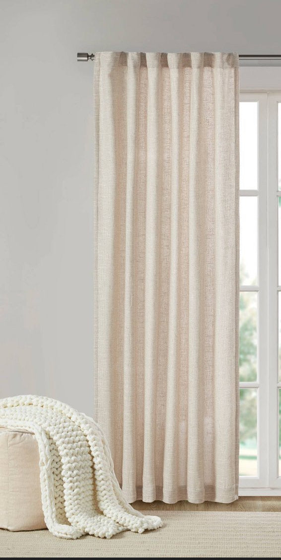 95"x50" Bayer Faux Linen 1 Panel with Fleece Lining Natural