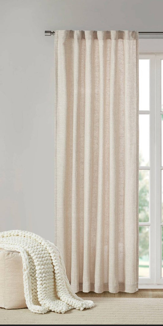 95"x50" Bayer Faux Linen 1 Panel with Fleece Lining Natural