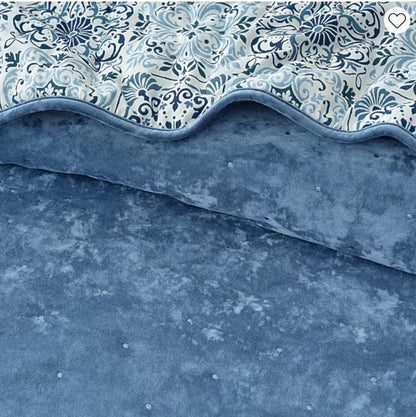 Jenny Martinez - Emma - 3-pc. Geometric Reversible Quilt Set - Blue Opal - FULL/QUEEN