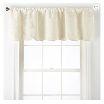 Hudson & Main Audrey Rod Pocket Scallop Valance - Ivory - L18”, W60” - Damaged Packaging (see pictures)