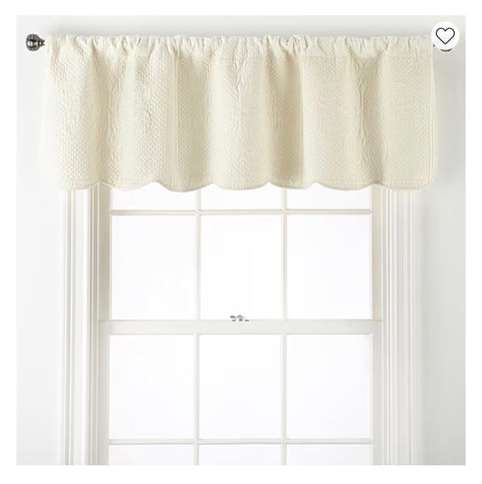 Hudson & Main Audrey Rod Pocket Scallop Valance - Ivory - L18”, W60” - Damaged Packaging (see pictures)