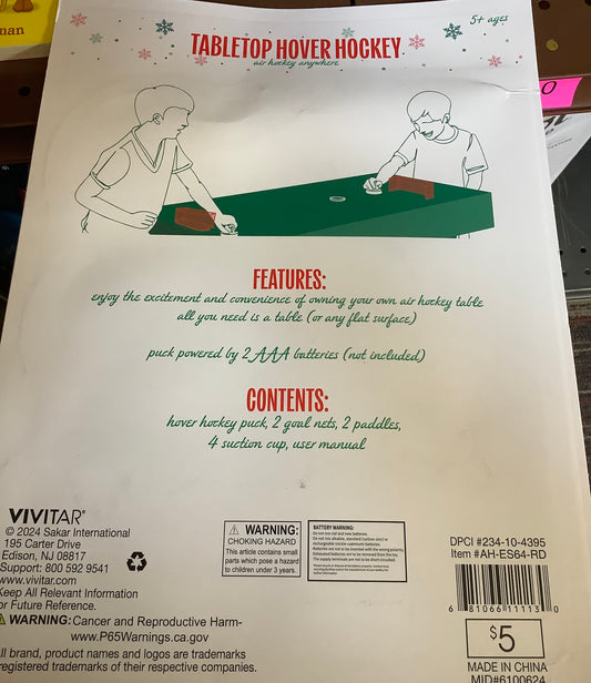 TABLETOP HOOVER HOCKEY