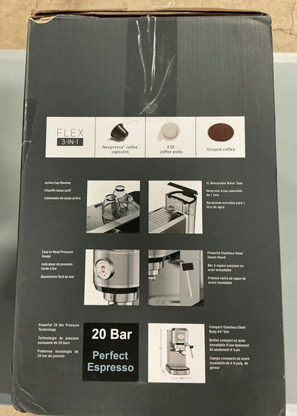 THRIFTY 70 - Espressione Flex 3-In-1 Espresso Coffee Machine - Open Box - USED (See Pictures)- FINAL SALE- NO RETURNS - AS IS