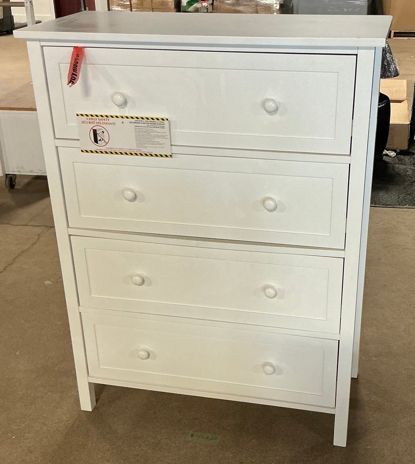 Bailey White 4-drawer Chest - Minor Cosmetic Damage (see pictures)