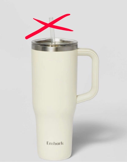 Embark - Cream - Insulated Stainless Steel Tumbler with Handle - NO STRAW
