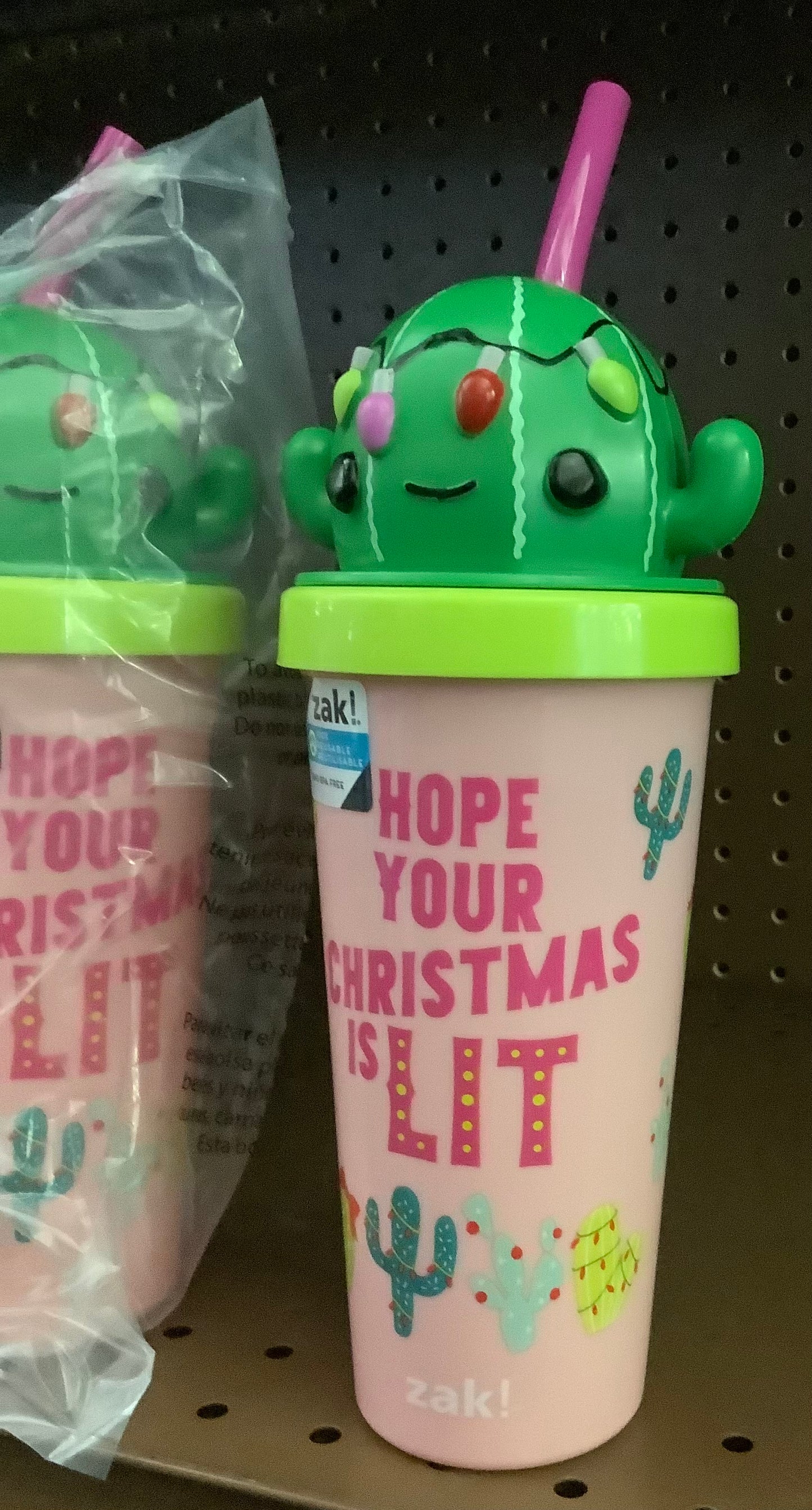 Zak Designs 18oz Plastic Figural Straw Tumbler - Cactus