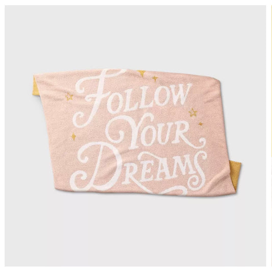 Princess 'Follow Your Dreams' Kids' Throw Blanket - The Disney Collection - Pink/Yellow - 58”X48” -Open Packaging