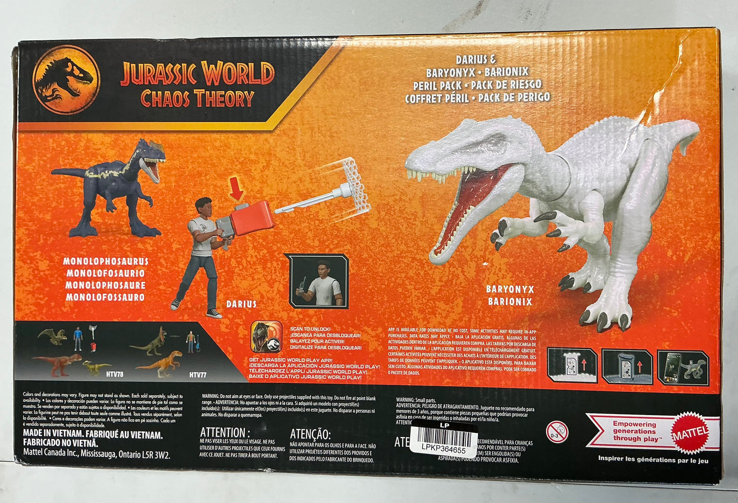 Jurassic World Peril Pack Darius, Baryonyx & Monolophosaurus Action Figure Set