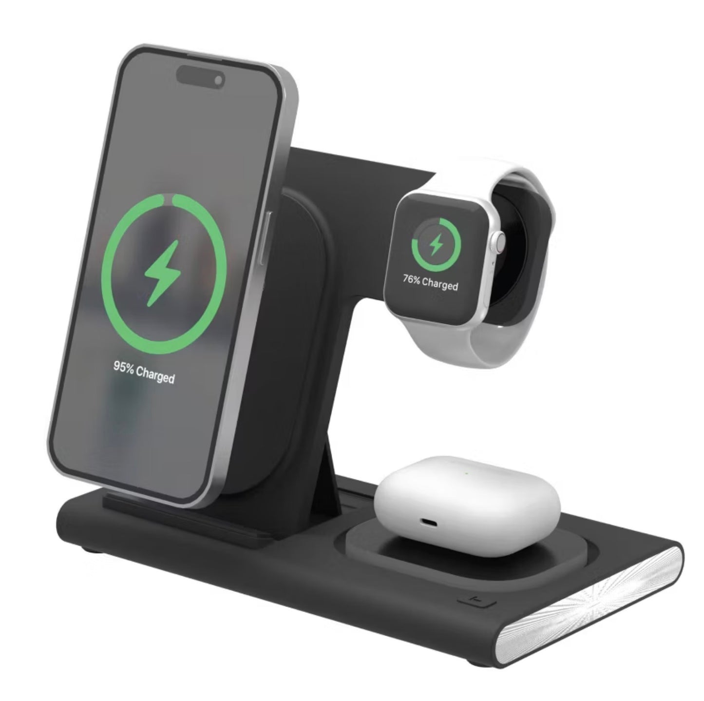 3-in-1 Portable Wireless Charger - Black: USB-C with 15W Output - OPEN BOX (see pictures)