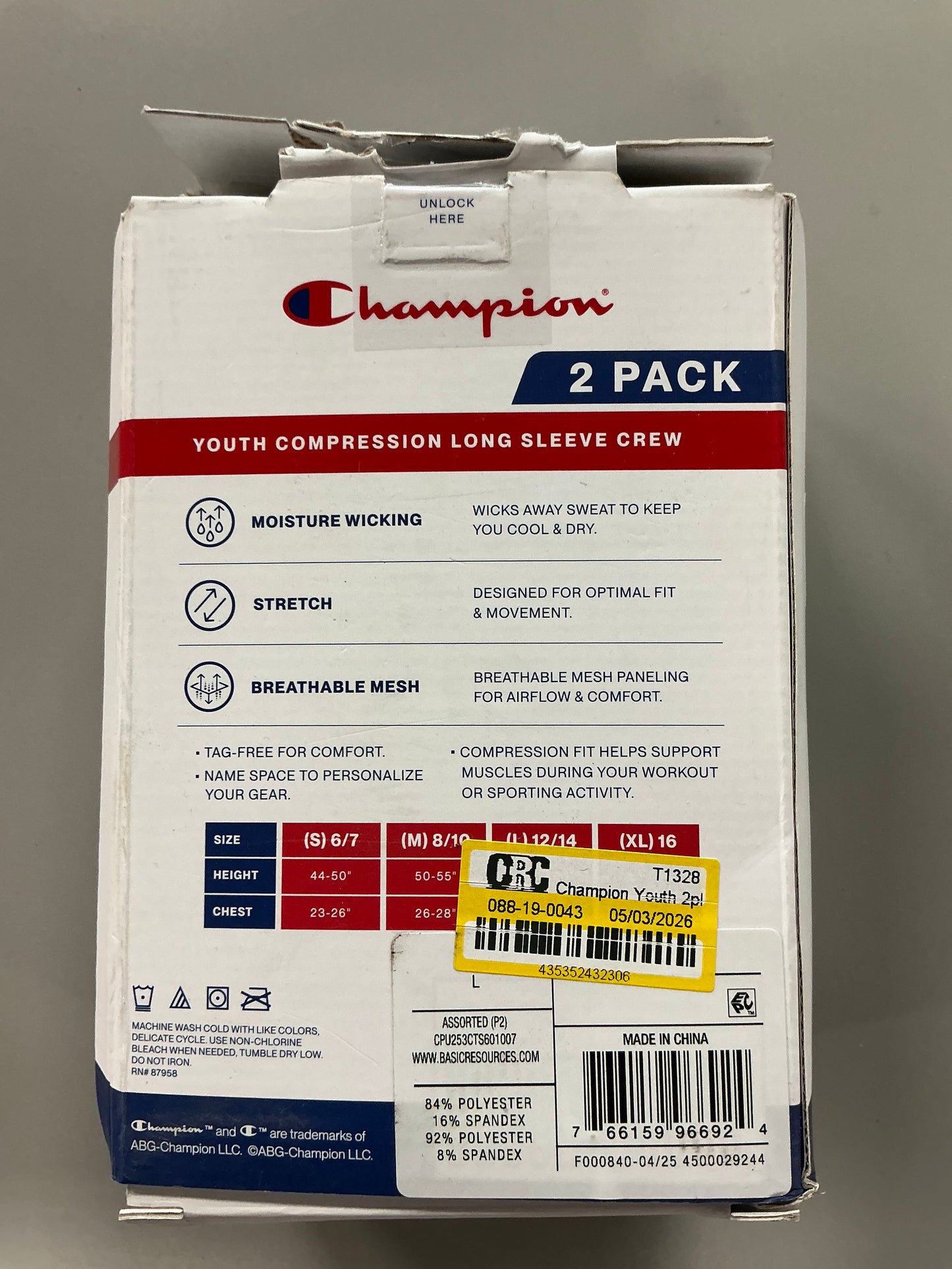 Champion Performance 2pack Compression Shirts - Youth - Black - Open Box (see pictures)