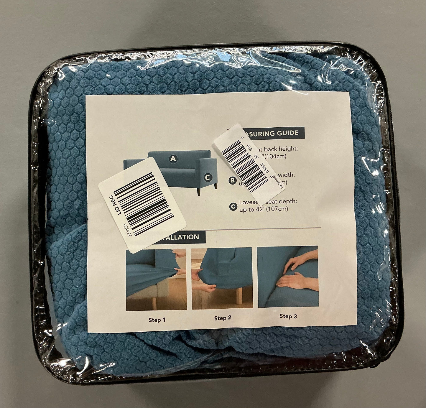 Thrifty 70 - No 918 Belmar Loveseat Slipcover - Blue (see measurements in pictures) - Used, Like New - AS IS - No Returns