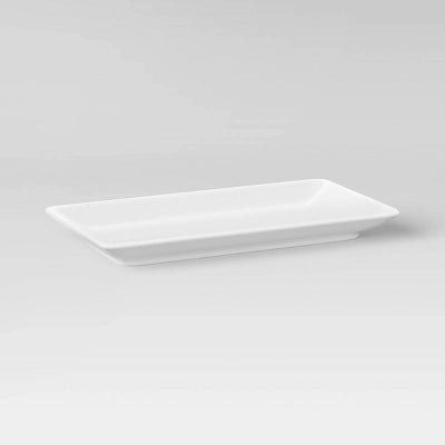 Rectangle Serving Tray 15.25"x9.62" Porcelain - Threshold™: White Glazed Food Platter, Microwave & Dishwasher-Safe - FOR PICKUP ONLY
