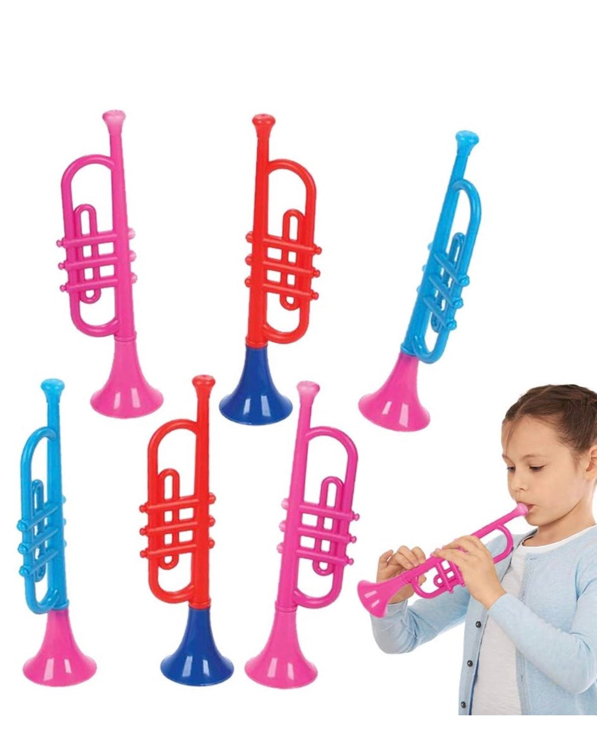ArtCreativity 13" Plastic Trumpets – Set of 6