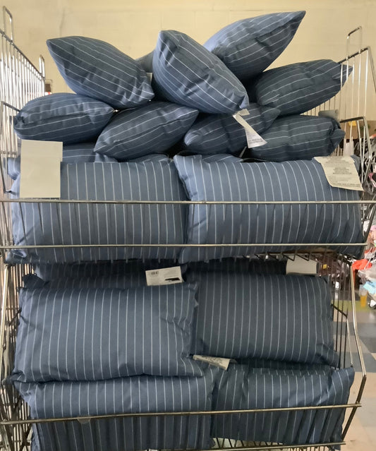 10"x17" Pin Stripe Rectangular Outdoor Lumbar Pillow Blue