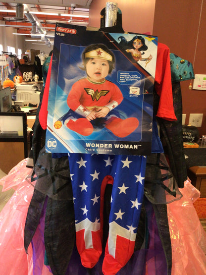 DC Wonder Woman Rubies Infant Costume Size 6-12M Includes: Jumpsuit, Cape, Belt with attached Tutu, Headpiece, Cuffs