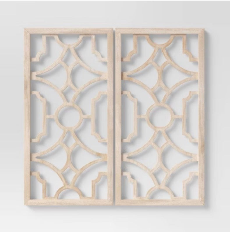 Set of 2 Wood Lattice Wall Hanging - Brown - Threshold™ - Damaged Box (see pictures) - FOR PICKUP ONLY
