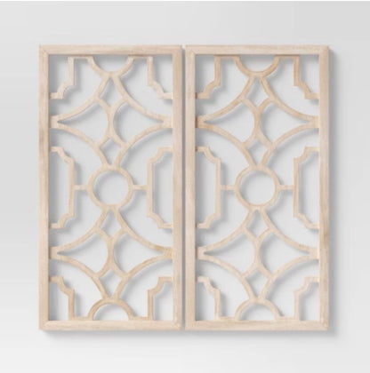 Set of 2 Wood Lattice Wall Hanging - Brown - Threshold™ - Damaged Box (see pictures) - FOR PICKUP ONLY