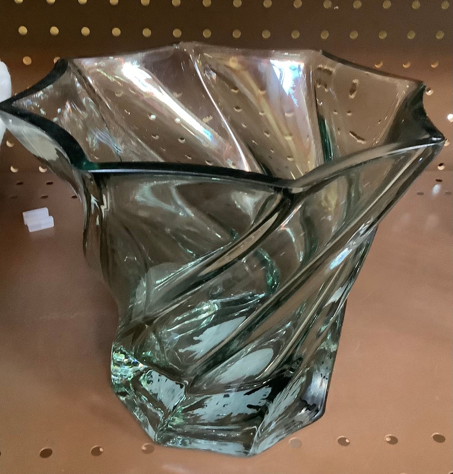 Wide-Rim Swirl Glass Vase
