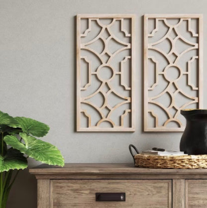 Set of 2 Wood Lattice Wall Hanging - Brown - Threshold™ - Damaged Box (see pictures) - FOR PICKUP ONLY