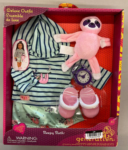 Sleepy Sloth - Pajama Outfit & Plush for 18-inch Dolls - DAMAGED BOX (SEE PICTURES) - DOLL NOT INCLUDED