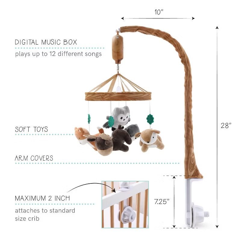 The Peanutshell Whimsical Woodland Baby Musical Crib Mobile - Open Box (see pictures)