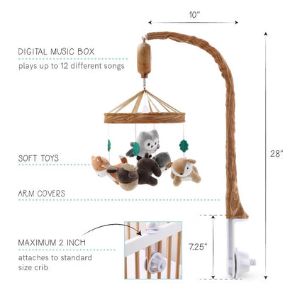 The Peanutshell Whimsical Woodland Baby Musical Crib Mobile - Open Box (see pictures)