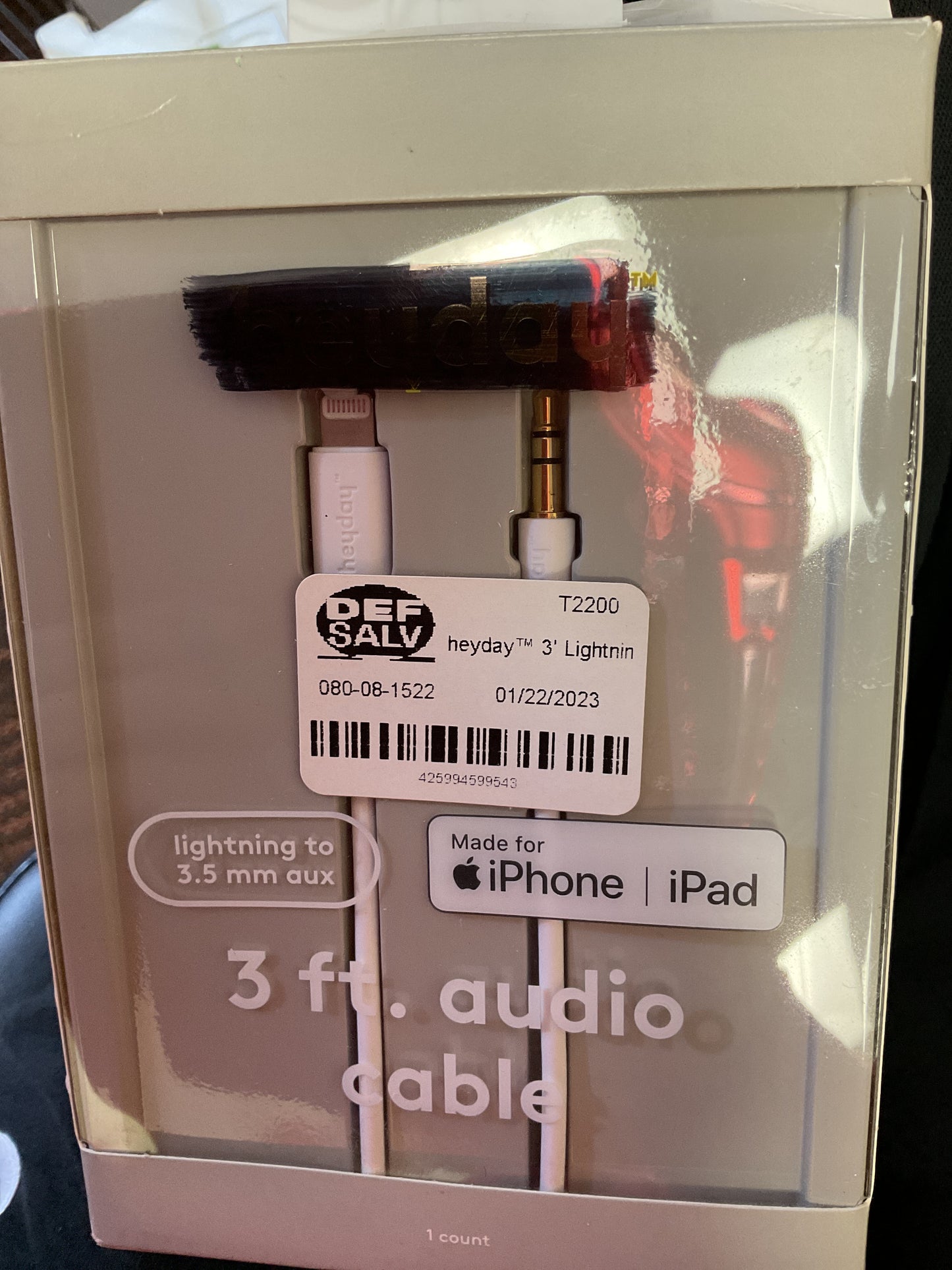 3' Lightning to Aux (M) Cable