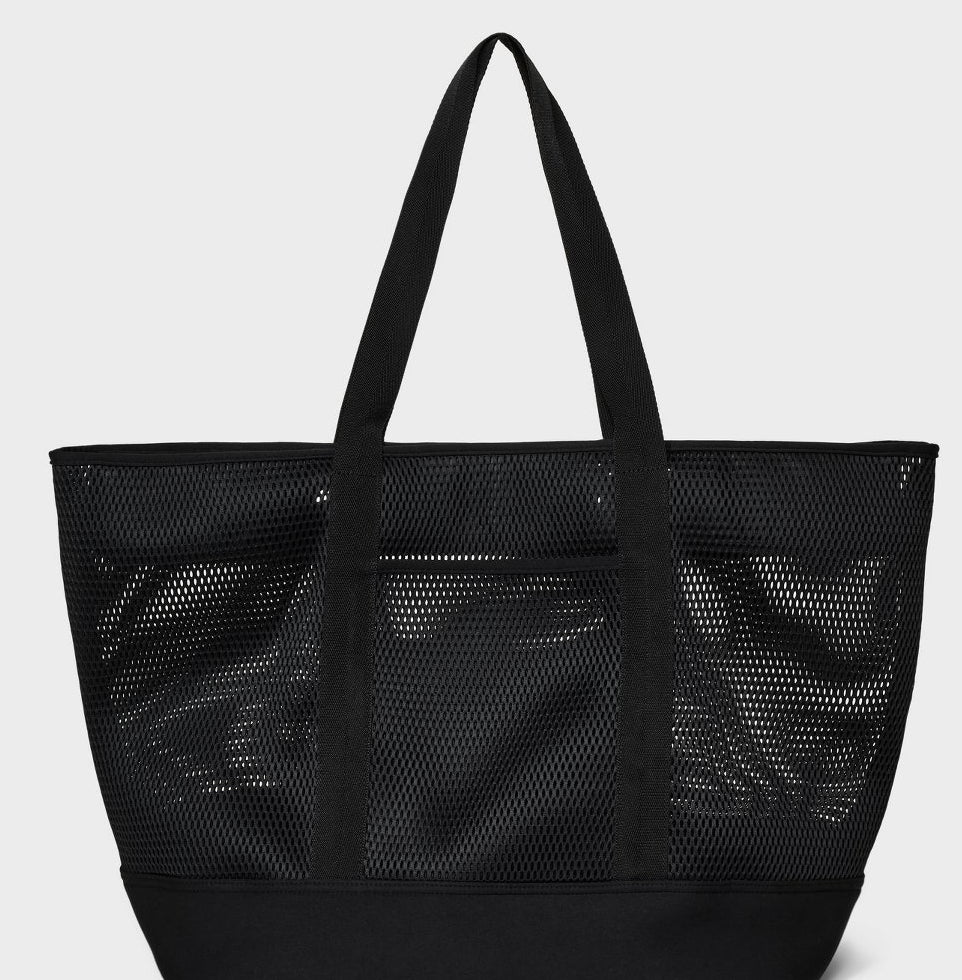 Mesh Beach Tote Bag - Black