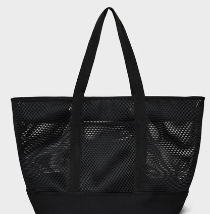 Mesh Beach Tote Bag - Black