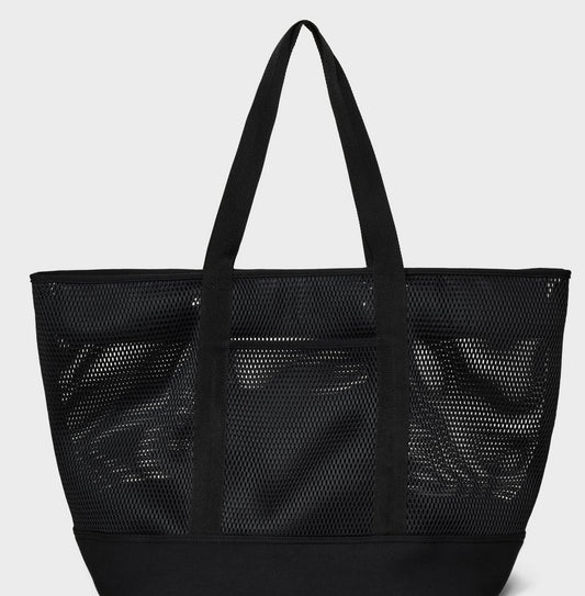 Mesh Beach Tote Bag - Black