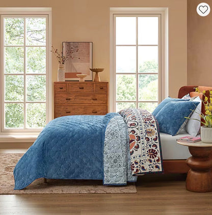 Jenny Martinez - Emma - 3-pc. Geometric Reversible Quilt Set - Blue Opal - FULL/QUEEN