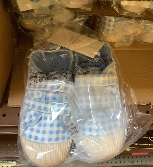Kids Size 12 Blue Checkered Tennis Shoe