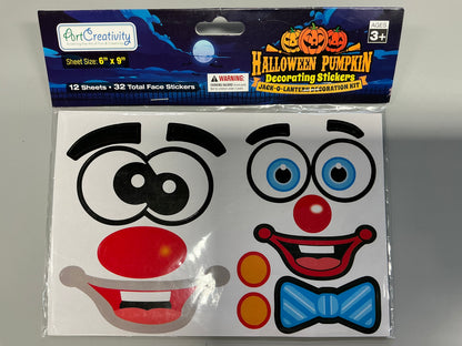 ArtCreativity Halloween Pumpkin Stickers for Decorating - 12 Sheets - Jack-o-Lantern - 32 Pumpkin Decorating Stickers