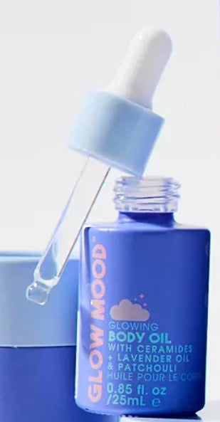 GlowMood Glowing Body Oil with Ceramides + Lavender Oil & Patchouli, 0.85 Fl.oz/25ml - (LOSNUMBER: 0405SEP24)
