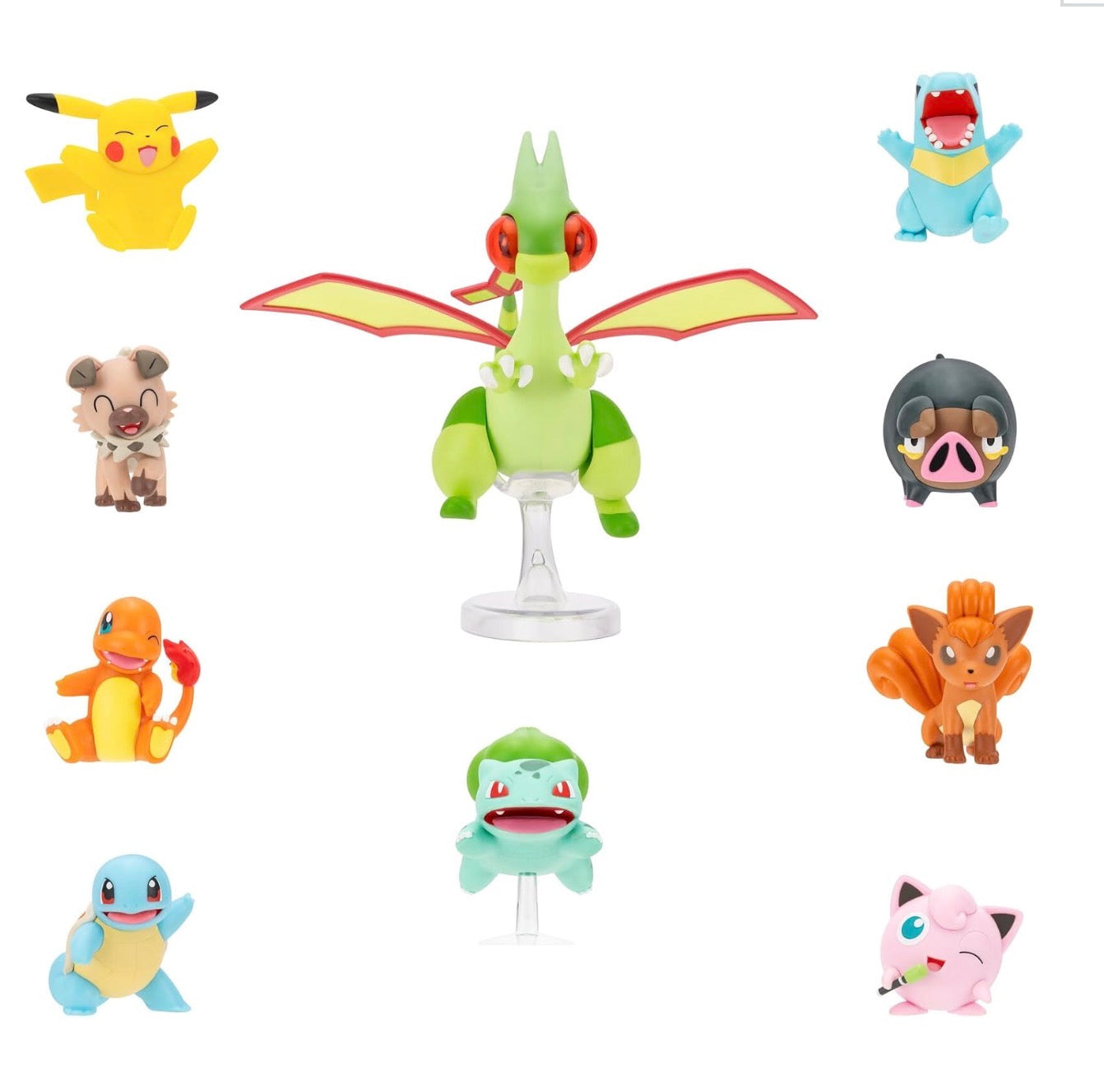 Pokémon Battle Figure 10 Pack - One 4.5-Inch Flygon Figure plus eight 2-Inch Battle Figures including Pikachu - AS IS - MISSING LECHONK
