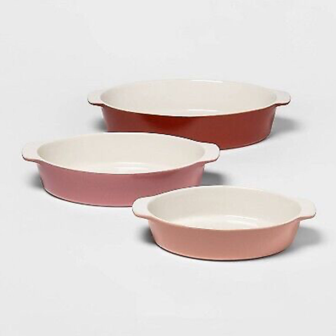 Stoneware Oval Bakeware Set Pink