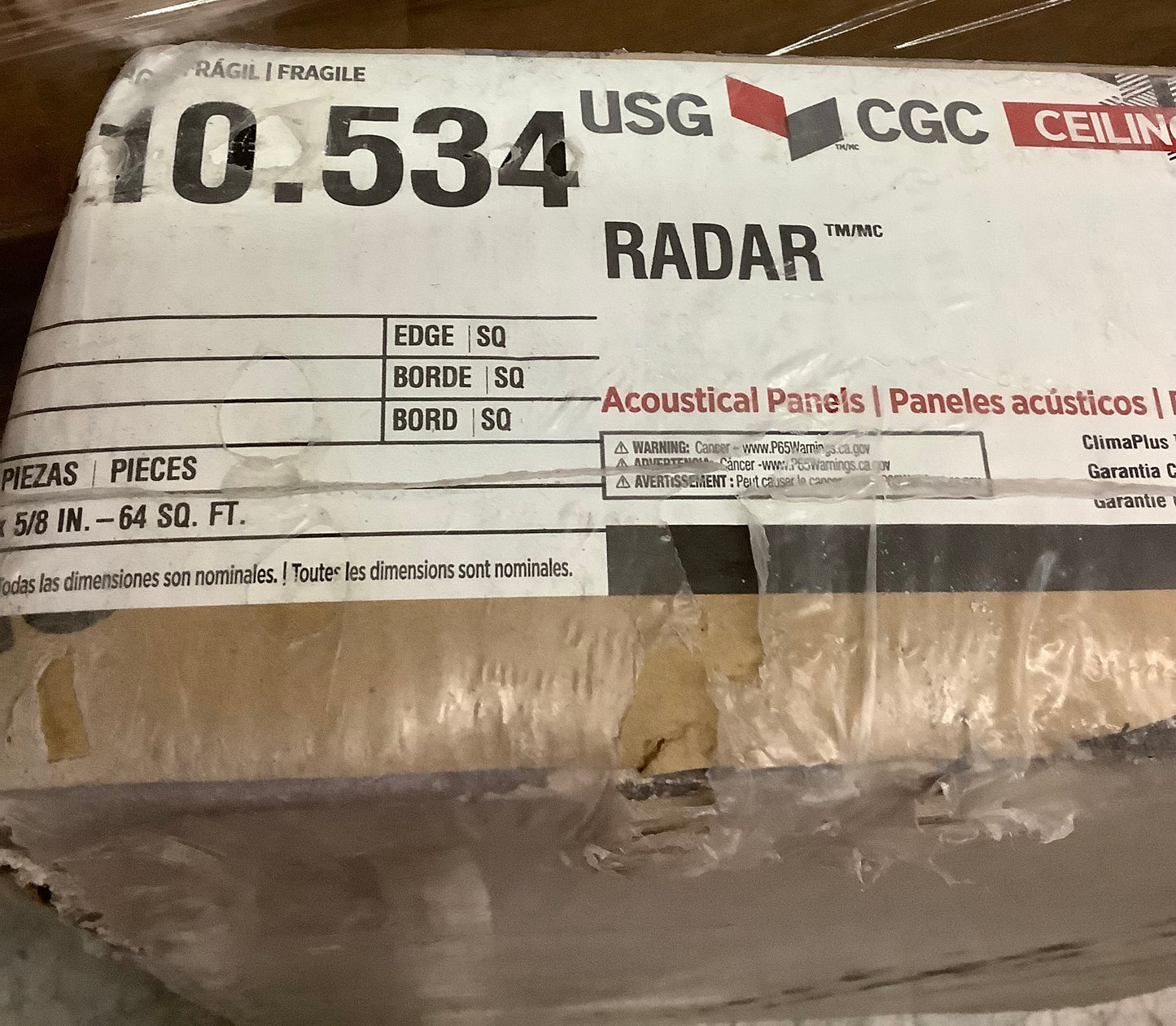 USG Ceilings 2 ft. x 4 ft.  Square Edge Lay-In Ceiling Tile, case of 8 (64
sq. ft)