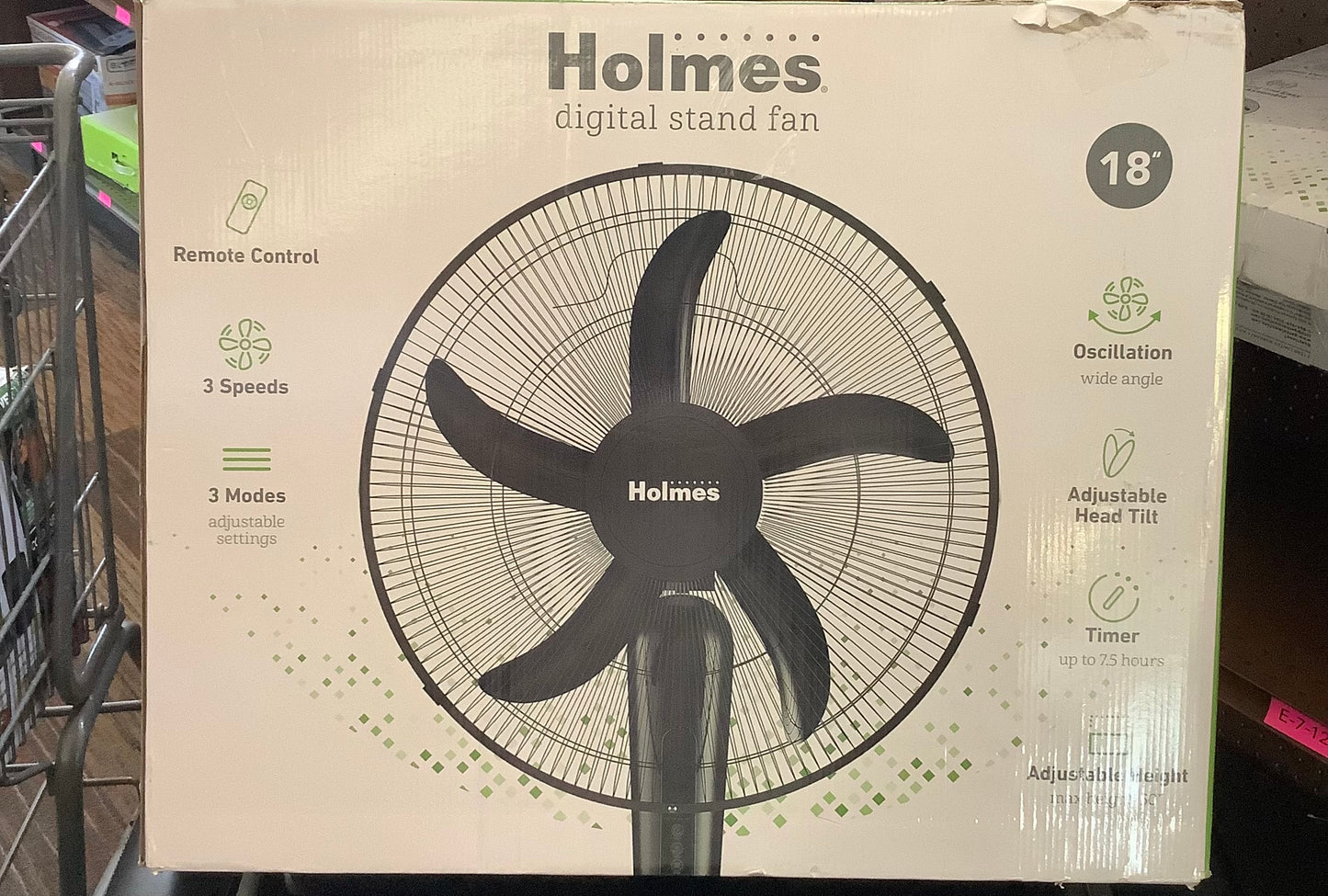 Holmes 18" Digital Oscillating 3 Speed Stand Fan with Remote Control Black