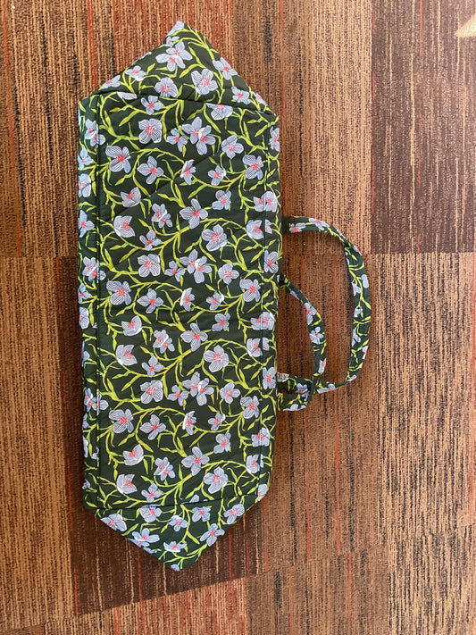 Extra Large Weekender Bag- Flower Design Blue/Green