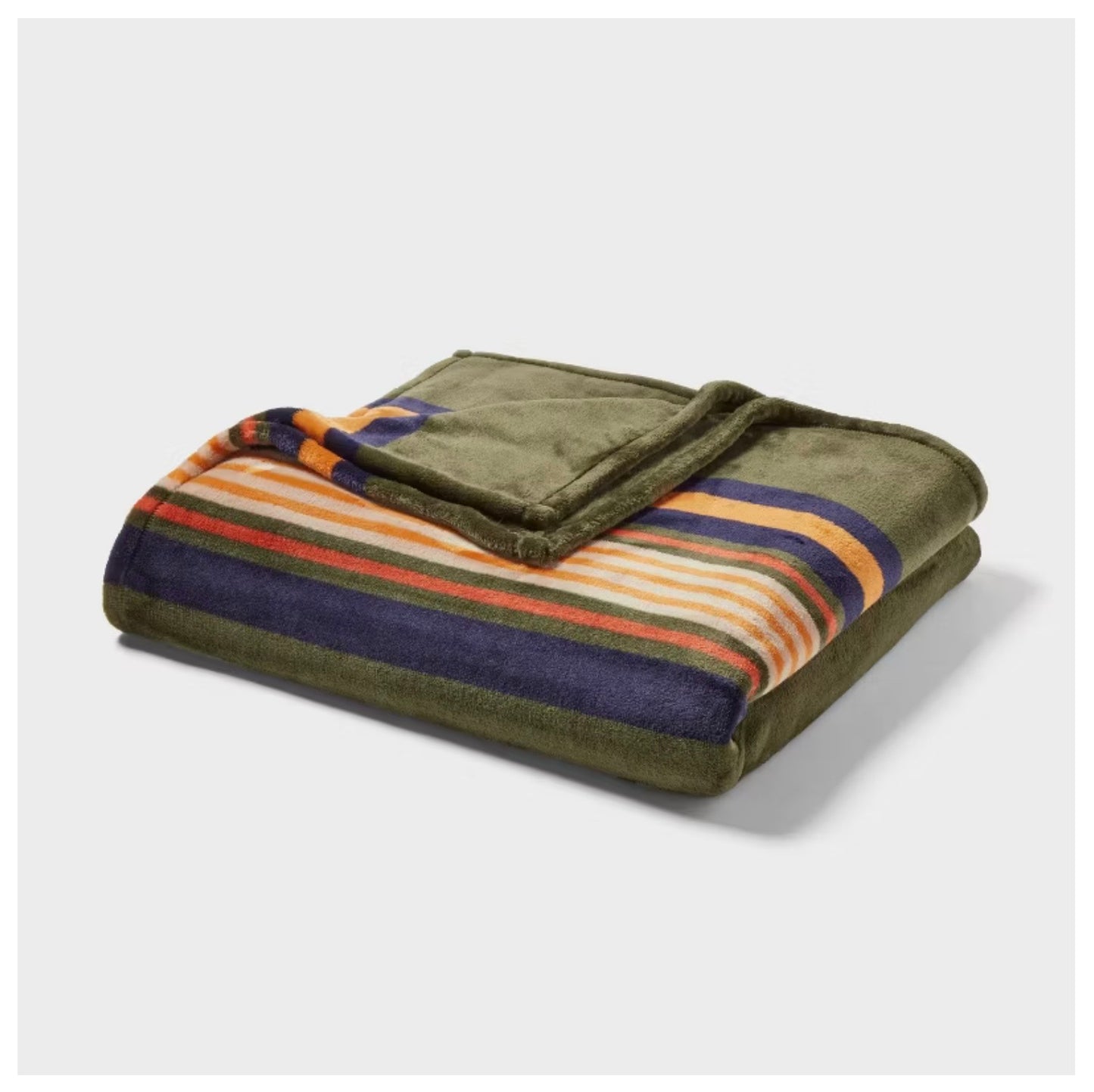 Twin/Twin XL Microplush Blanket - Green Border Stripe