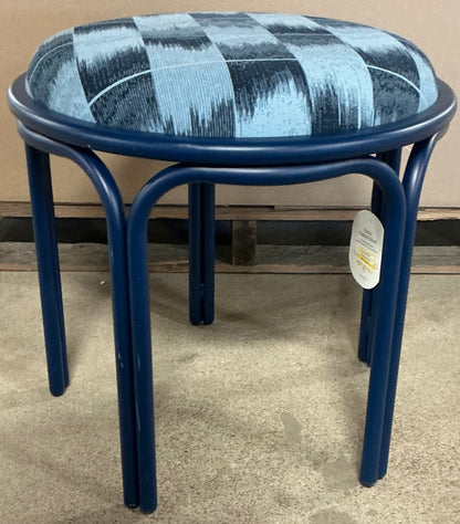 Metal Round Travel Accent Patio Stool - Navy Blue - Minor Cosmetic Damage (see pictures) - FOR PICKUP ONLY