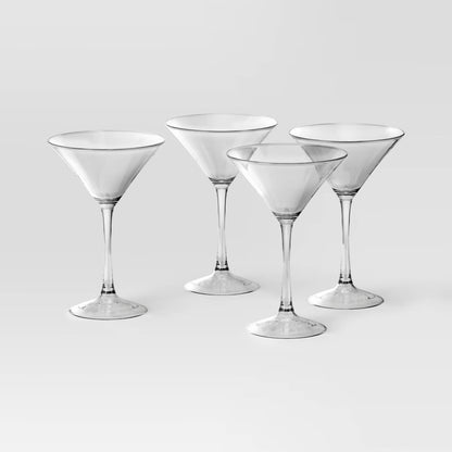 4pk Entertaining Martini Cocktail Glass Set - Threshold™: Clear Glass, Dishwasher-Safe, 8oz Capacity, Set of 4 - Open Box (see pictures) - FOR PICKUP ONLY