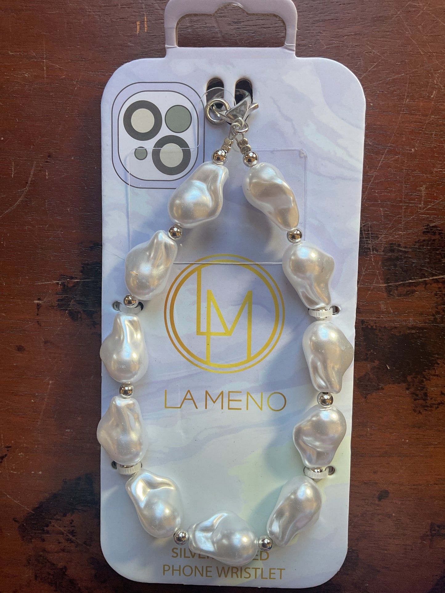 LA MENO Silver Plated Phone Wristlet