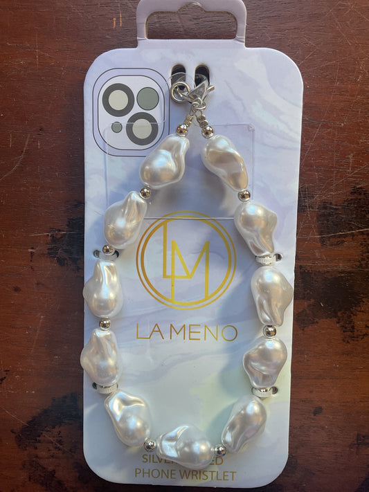 LA MENO Silver Plated Phone Wristlet