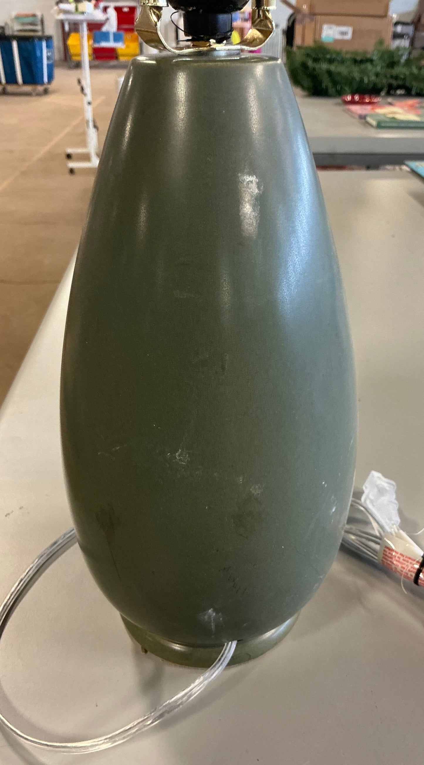 Wavy Shade Collection with Ceramic Base Table Lamp - Green - Threshold™ - MISSING SHADE (see pictures) - Minor Cosmetic Damage from Shipping