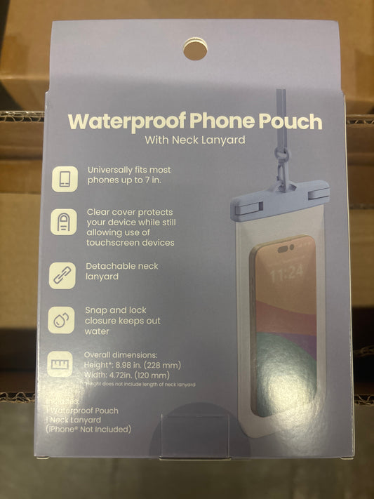 CASE PACK - Waterproof Phone Pouch with Lanyard - Lilac Purple - 12pk