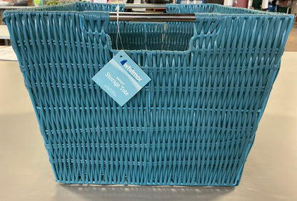 Whitmor - Rattique Storage Canvas Bin Tote (13X15X9.8”) - Berry Blue