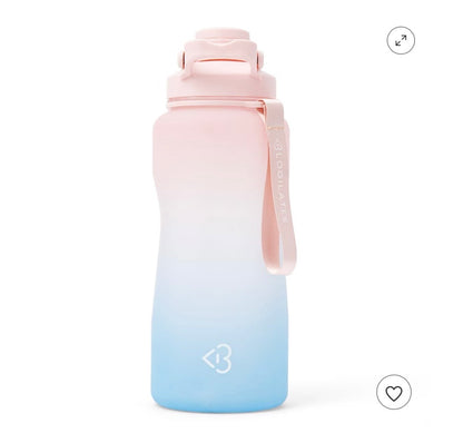 Blogilates 64oz Half Gallon Plastic Water Bottle - Blue Ombre: BPA-Free PETG, Portable Drinkware - Minor Cosmetic Damage Damage