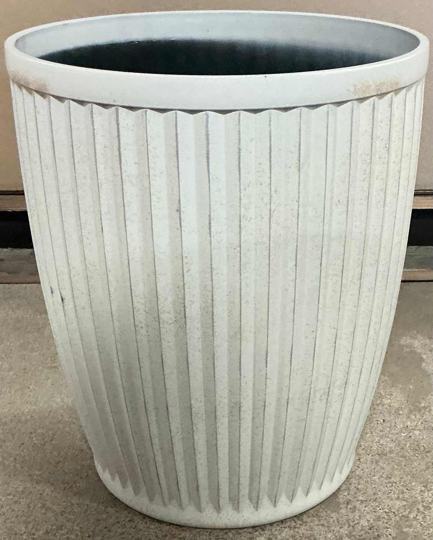Weathered Ribbed Composite Indoor Outdoor Planter Pot - Off White - May Have Minor Cosmetic Damage (see pictures) - FOR PICKUP ONLY